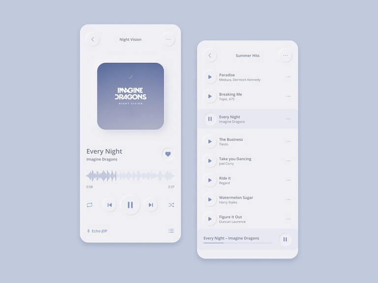 Neumorphism app design