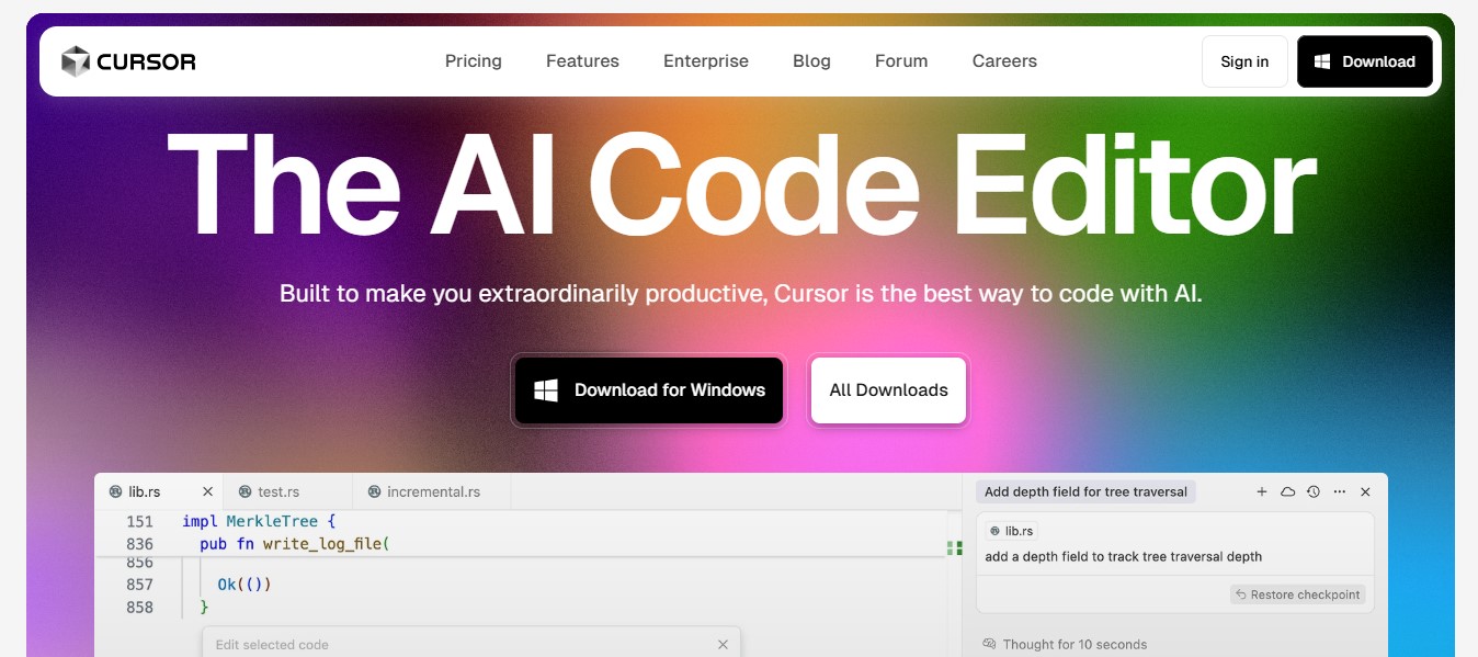 cursor home page